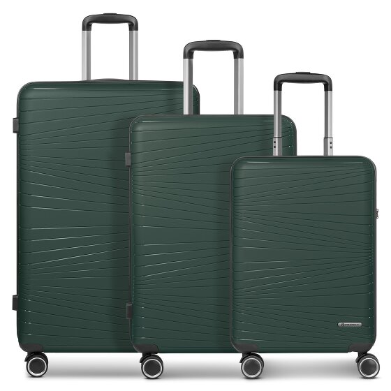 Franky Dallas 3.0 Set di valigie a 4 ruote 3 pezzi con pieghe elastiche
