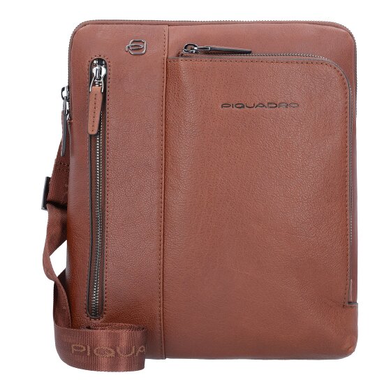 Piquadro Borsa a tracolla quadrata nera in pelle 24 cm