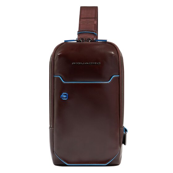 Piquadro Borsa a tracolla quadrata blu in pelle 28 cm