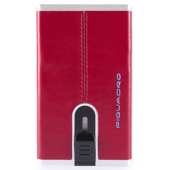 Piquadro Portacarte di credito quadrato blu RFID in pelle 6 cm