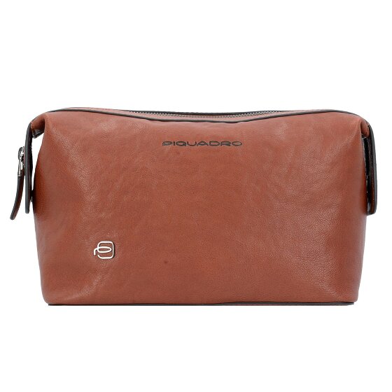 Piquadro Black Square Borsa da toilette Vera Pelle 23 cm