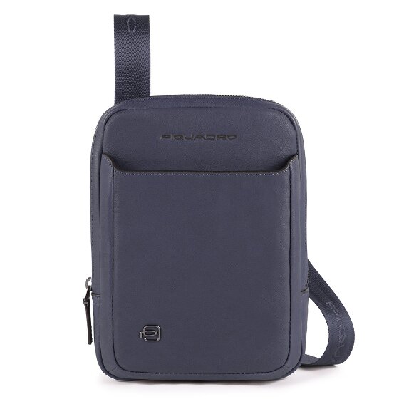Piquadro Borsa a tracolla quadrata nera in pelle 17 cm
