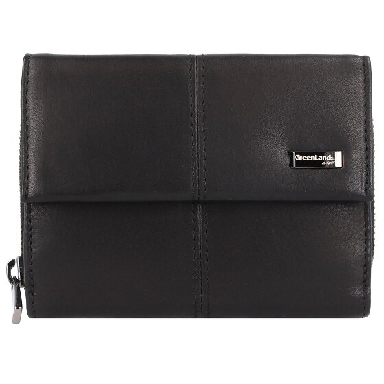 Greenland Nature Black Nappa Portafoglio Protezione RFID Pelle 13 cm