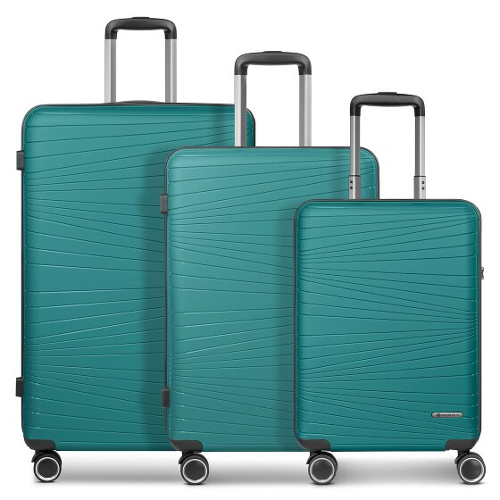 Franky Dallas 3.0 Set di valigie a 4 ruote 3 pezzi con pieghe elastiche