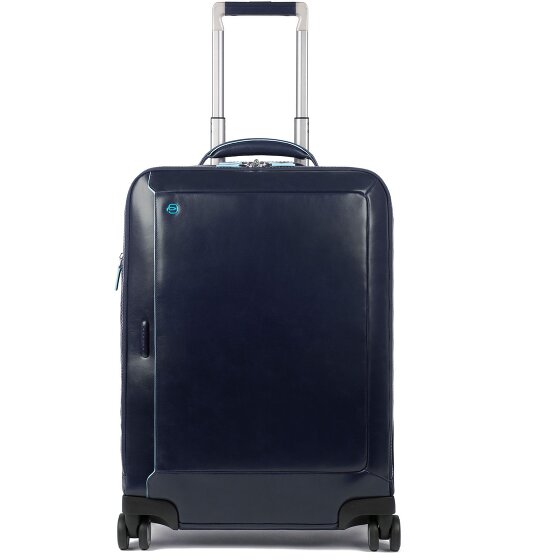 Piquadro Trolley blu quadrato a 4 ruote in pelle 55 cm con scomparto per laptop Piquadro Trolley blu quadrato a 4 ruote in pelle 55 cm con scomparto per laptop