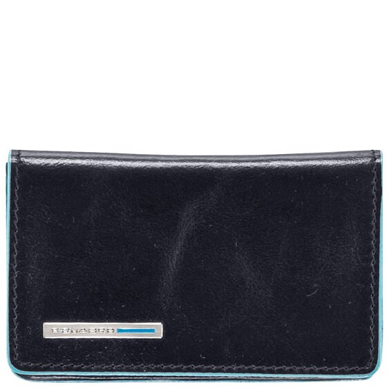 Piquadro Porta biglietti da visita quadrato blu in pelle 10 cm