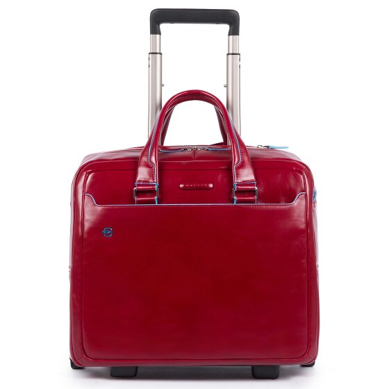 Piquadro Trolley business blu quadrato a 2 ruote in pelle con scomparto per laptop da 36 cm