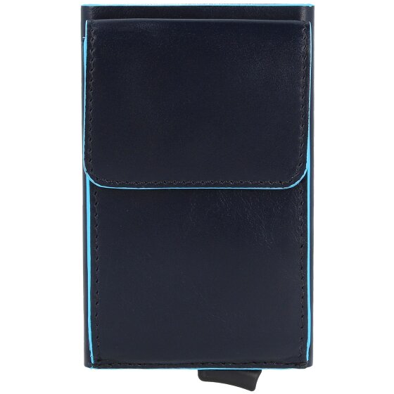 Piquadro Portacarte di credito quadrato blu in pelle 6 cm