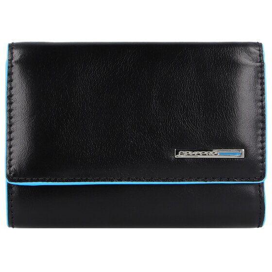 Piquadro Portafoglio quadrato blu RFID in pelle 12 cm