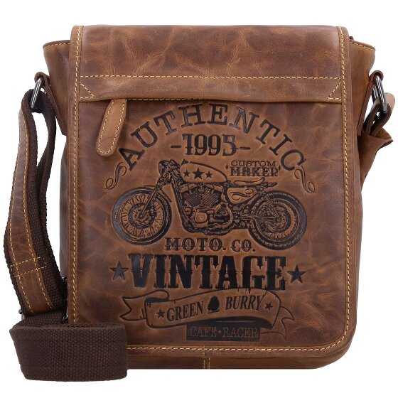 Greenburry Borsa a tracolla vintage Cafe Racer in pelle 23 cm
