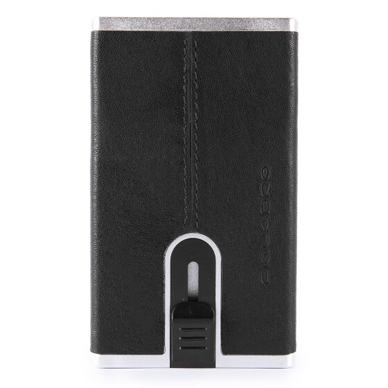 Piquadro Custodia quadrata nera per carte di credito RFID in pelle 6 cm