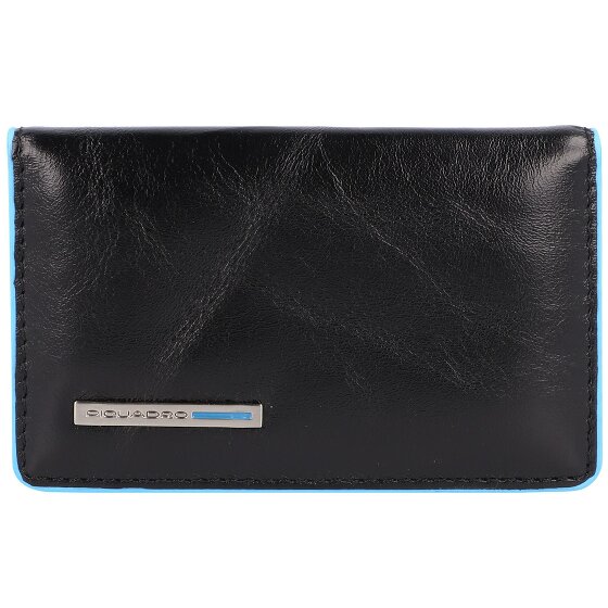 Piquadro Porta biglietti da visita quadrato blu in pelle 10 cm