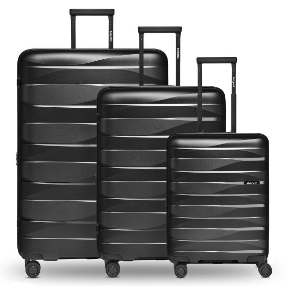 Bergpfeil Set di valigie da viaggio a 4 ruote, 3 pezzi, con ripiegamento elastico