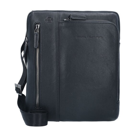 Piquadro Borsa a tracolla quadrata nera in pelle 23 cm