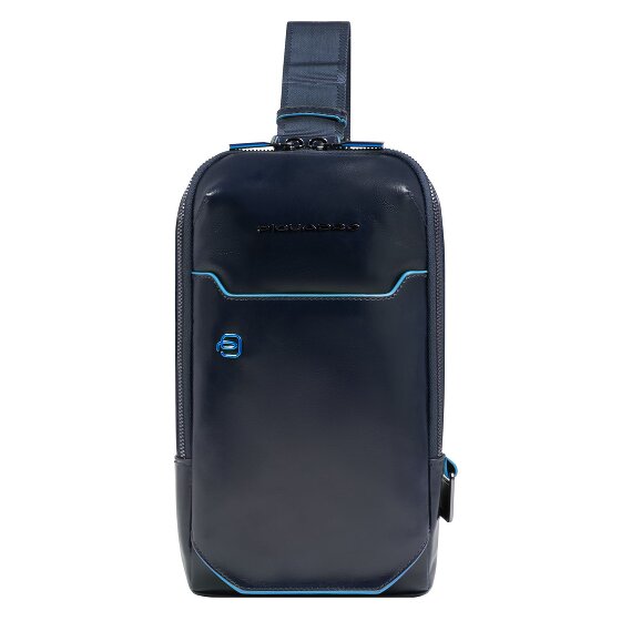 Piquadro Borsa a tracolla quadrata blu in pelle 28 cm