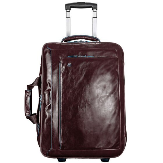 Piquadro Trolley business blu quadrato a 2 ruote in pelle con scomparto per laptop da 51 cm
