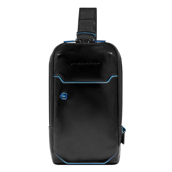 Piquadro Borsa a tracolla quadrata blu in pelle 28 cm