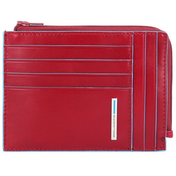 Piquadro Custodia quadrata blu per carte di credito RFID in pelle 12 cm