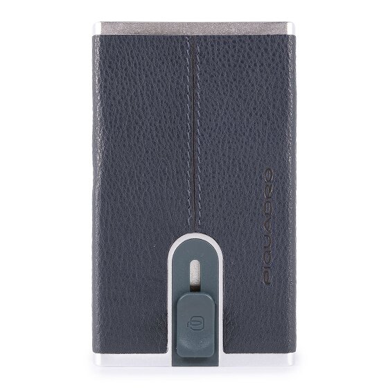 Piquadro Custodia quadrata nera per carte di credito RFID in pelle 6 cm