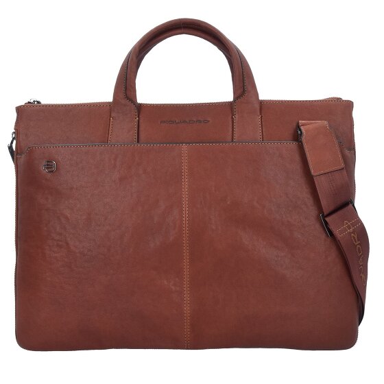 Piquadro Cartella quadrata nera in pelle 42 cm Scomparto per laptop