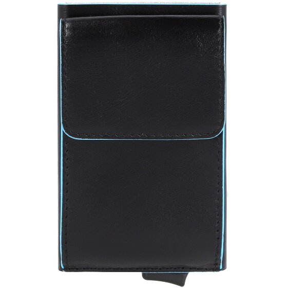 Piquadro Portacarte di credito quadrato blu in pelle 6 cm