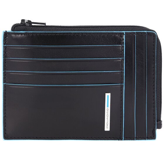 Piquadro Custodia quadrata blu per carte di credito RFID in pelle 12 cm
