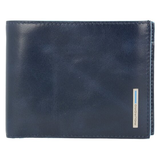 Piquadro Portafoglio quadrato in pelle blu 12,5 cm
