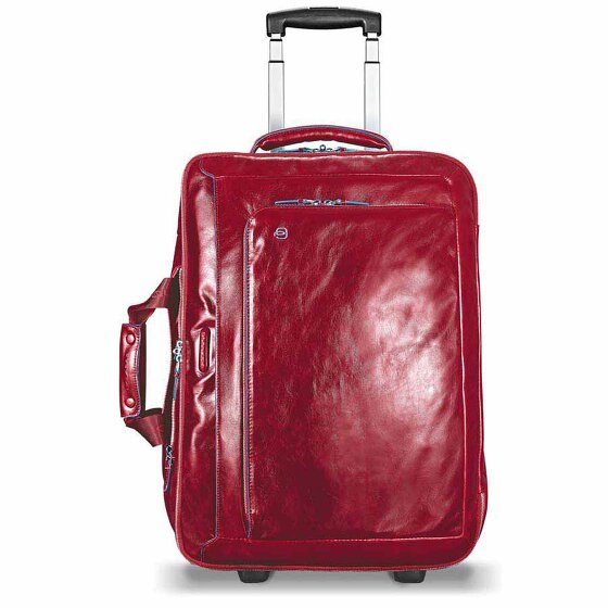 Piquadro Trolley business blu quadrato a 2 ruote in pelle con scomparto per laptop da 51 cm