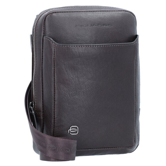 Piquadro Borsa a tracolla quadrata nera in pelle 17 cm