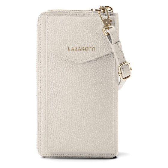 Lazarotti Portafoglio con chiusura a zip in pelle di Bologna, custodia per cellulare, 19 cm