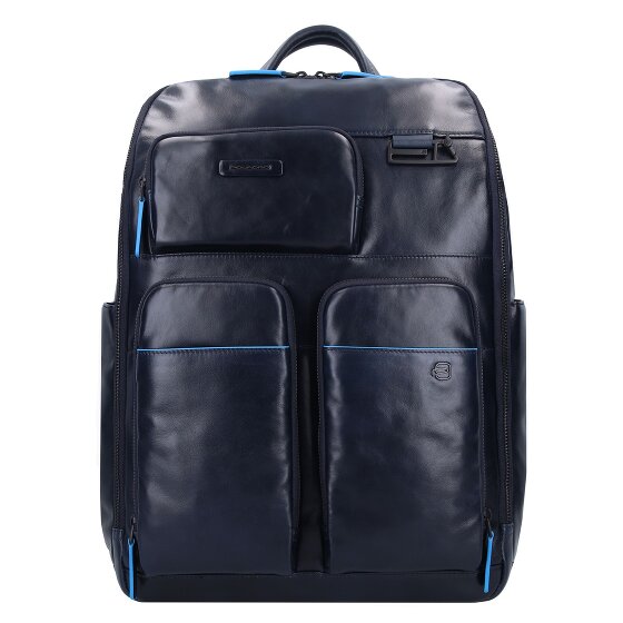Piquadro Zaino blu quadrato Revamp RFID in pelle 42 cm Scomparto per laptop