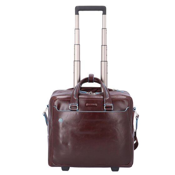 Piquadro Trolley business blu quadrato a 2 ruote in pelle con scomparto per laptop da 36 cm