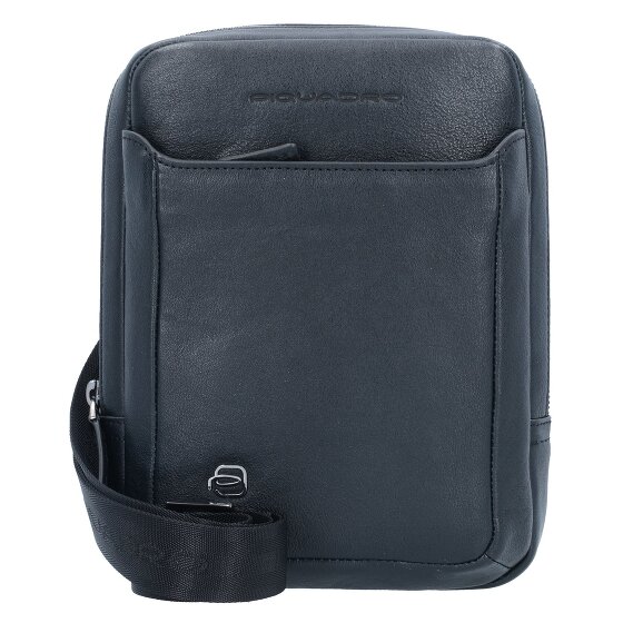 Piquadro Borsa a tracolla quadrata nera in pelle 17 cm