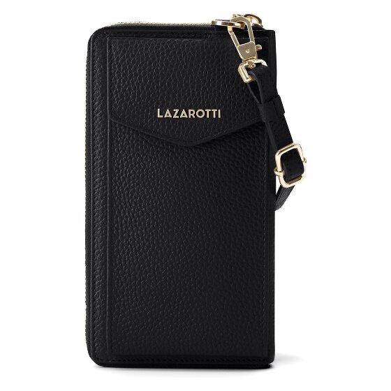Lazarotti Portafoglio con chiusura a zip in pelle di Bologna, custodia per cellulare, 19 cm