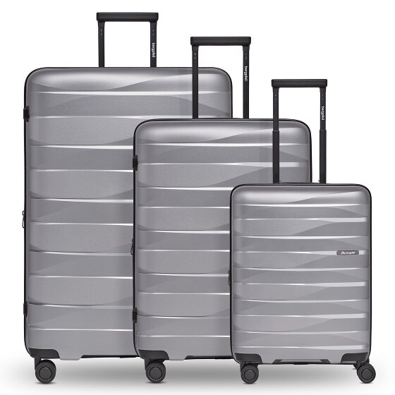 Bergpfeil Set di valigie da viaggio a 4 ruote, 3 pezzi, con ripiegamento elastico