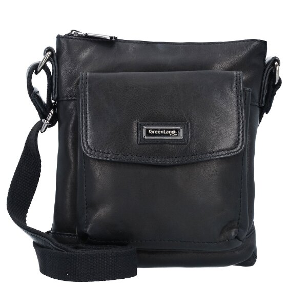 Greenland Nature Borsa a tracolla in nappa nera 21 cm