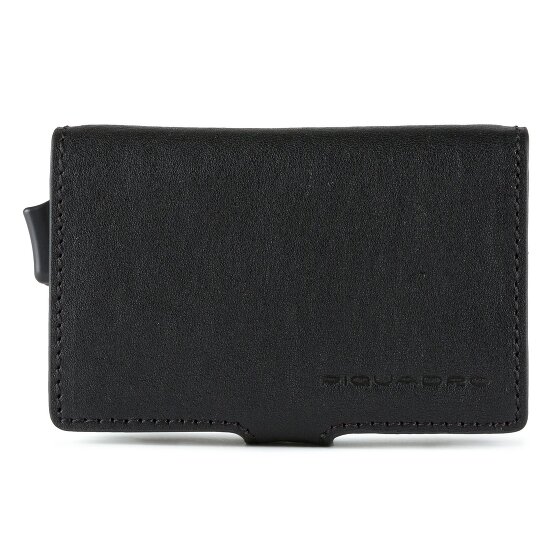 Piquadro Portacarte di credito quadrato blu RFID in pelle 7 cm