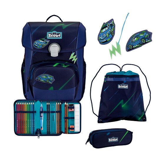 Scout Neo Exklusiv Superflash Set di borse per la scuola 4 pezzi