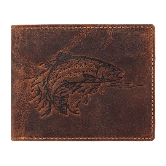 Greenburry Portafoglio vintage in pelle goffrata a forma di pesce 12 cm