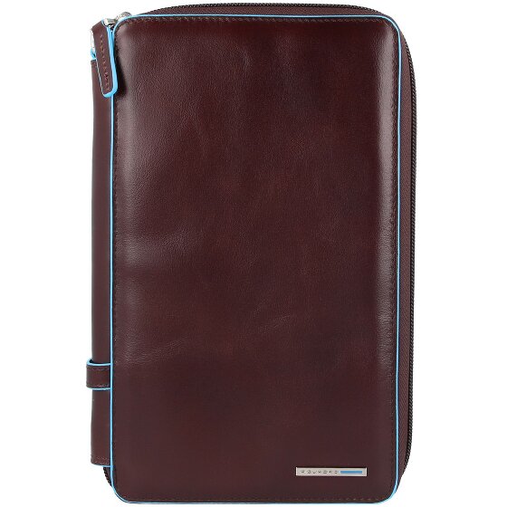 Piquadro Custodia per passaporto da viaggio quadrata blu in pelle 14 cm
