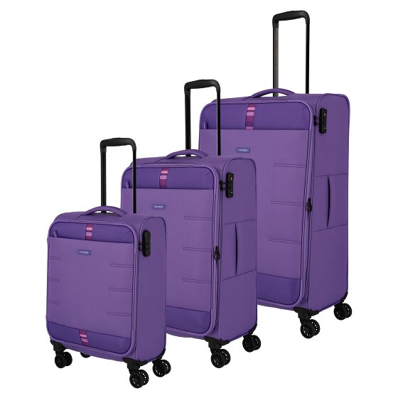 Travelite Rügen 4 ruote Set di valigie 3 pezzi con piega di espansione