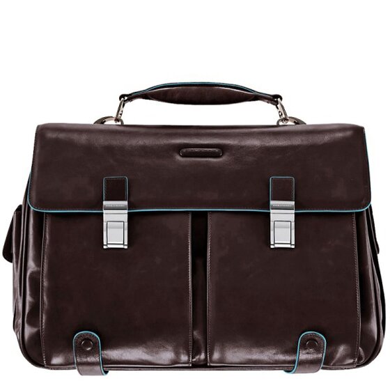 Piquadro Cartella quadrata blu in pelle 43 cm Scomparto per laptop