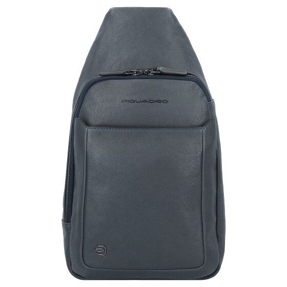 Piquadro Borsa a tracolla quadrata nera in pelle 20 cm