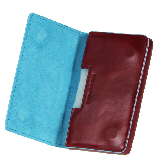 Piquadro Porta biglietti da visita quadrato blu in pelle 10 cm
