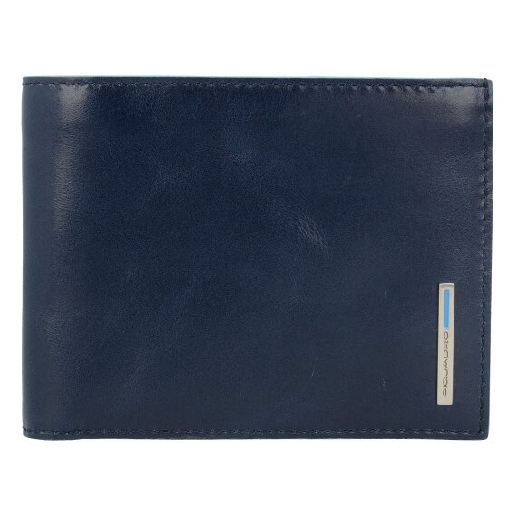 Piquadro Portacarte di credito quadrato blu in pelle 12,5 cm