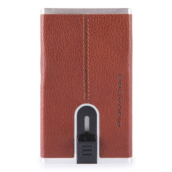 Piquadro Custodia quadrata nera per carte di credito RFID in pelle 6 cm