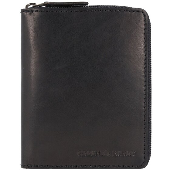 Greenburry Pure Black Portafoglio Protezione RFID Pelle 10.5 cm