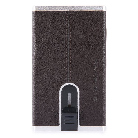 Piquadro Custodia quadrata nera per carte di credito RFID in pelle 6 cm