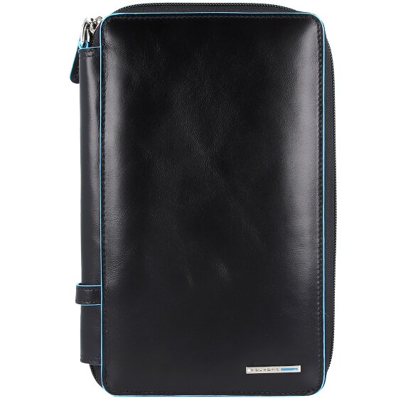 Piquadro Custodia per passaporto da viaggio quadrata blu in pelle 14 cm