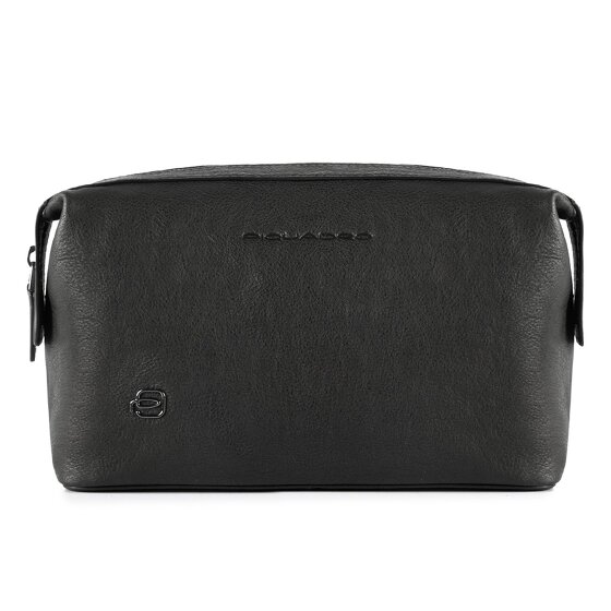Piquadro Black Square Borsa da toilette Vera Pelle 23 cm